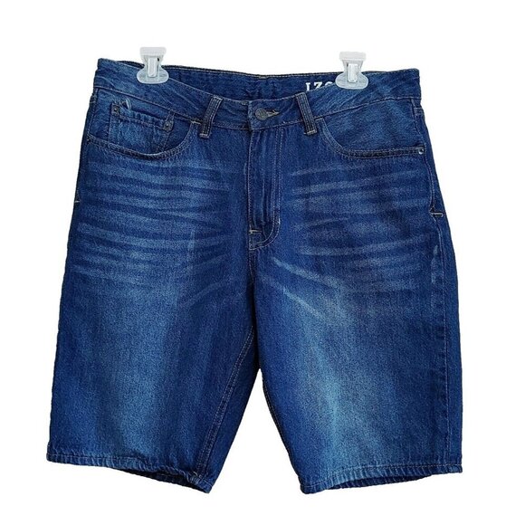 Izod Denim Jeans Slim Fit Shorts Size 34 Cotton  Blue Jeans Shorts - Picture 1 of 4
